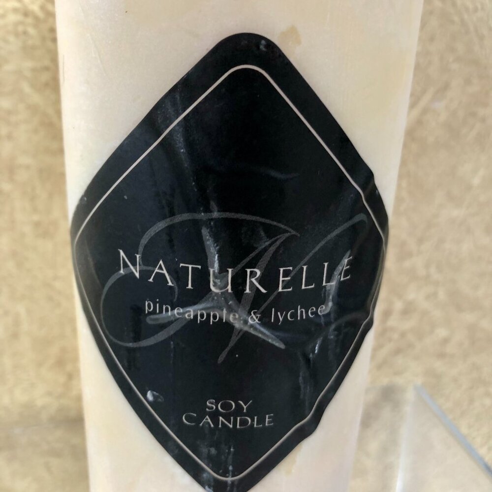 Naturelle Pineapple & Lychee Soy Candle New NWT 3' X 6" Pillar retired scent